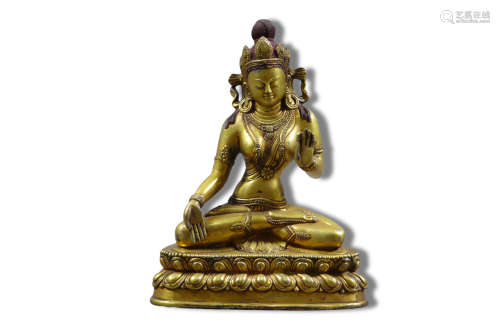 A Buddha Mother Bodhisattva Gilt Bronze Figure Statue