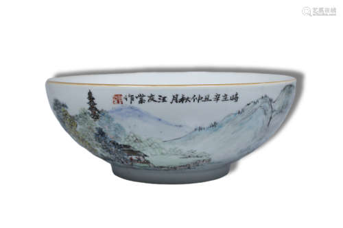 A Drawing Landscape Porcelain Bowl