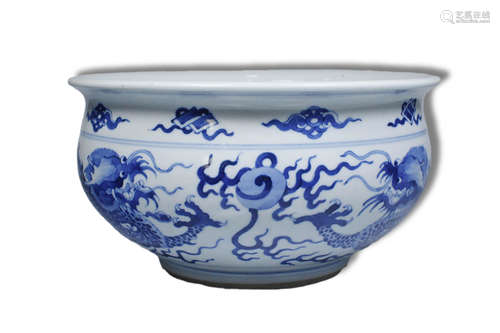 A Blue and White Dragon Pattern Porcelain Incense Burner