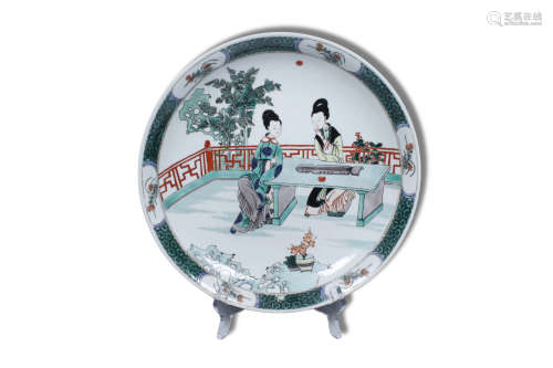 A Wucai Character Story Porcelain Plate