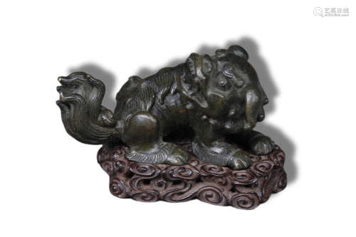 A Lion Bronze Figure Incense Stick
