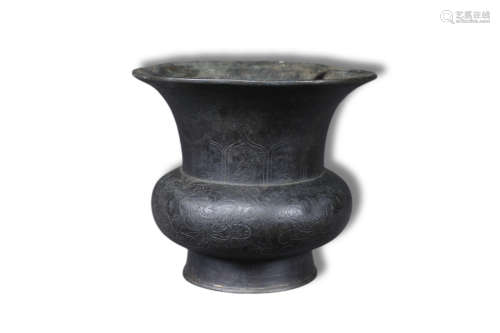 A Flower Pattern Bronze Vase