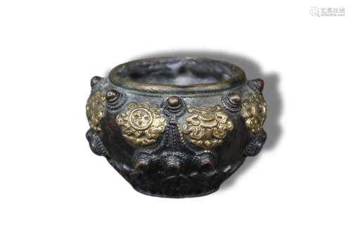A Buddha Eight Treasure Pattern Gilt Bronze Bowl