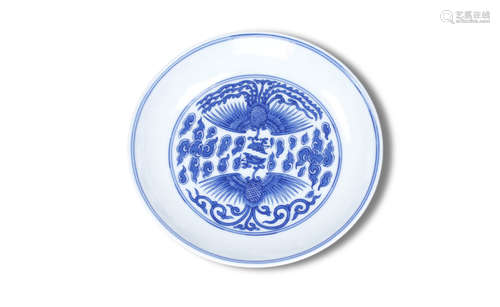 A Blue and White Phoenix Pattern Porcelain Plate