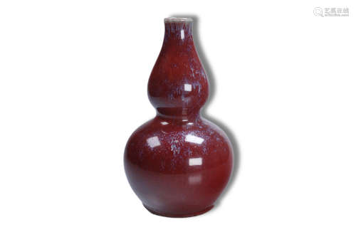 A Red Glazed Gourd Shape Porcelain Vase