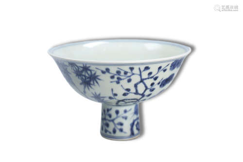 A Blue and White Plum Flower, Bamboo, Pinetree Pattern Porce...