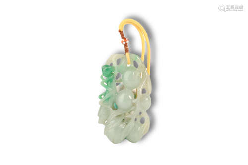 A Grape with Insects Jadeite Pendant