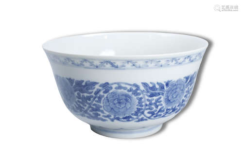 A Blue and White Flower Pattern Porcelain Bowl