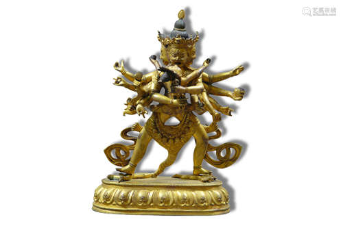 A Vajrasattva Gilt Bronze Figure Statue