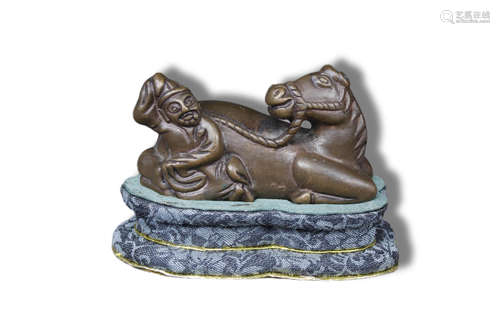 A Man with Horse Bronze Pen Holder