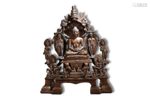 A Shakyamuni Buddha Gilt Bronze Figure Statue