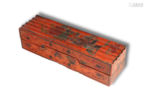 An Red Flower with Vase Lacquerware Box