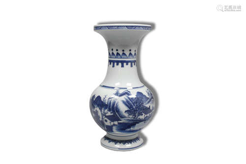 A Blue and White Landscape Pattern Porcelain Vase