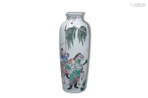 A Wucai Character Story Porcelain Vase