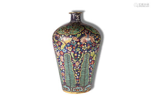 A Butterfly Bronze Cloisonne Plum Bottle