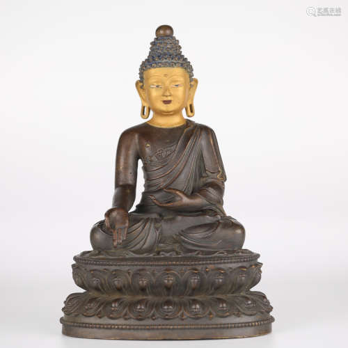 Yuan,Bronze and gold Buddha statue