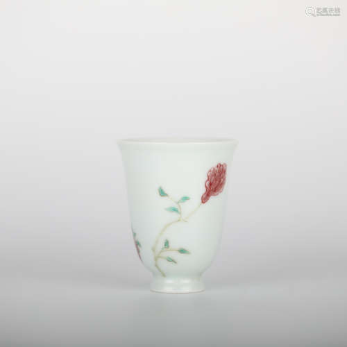 17TH Blue and white glaze red cup