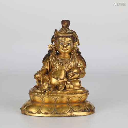 Ming，Bronze gilt treasure king