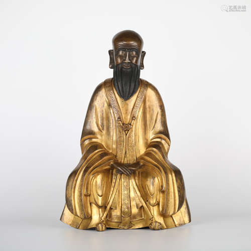 18th,Gilt bronze old man