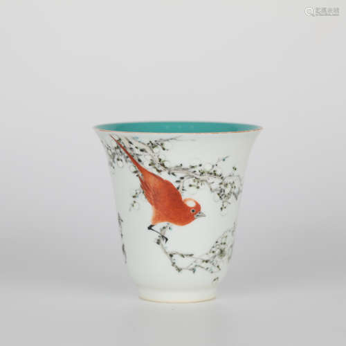 Yu Ziming,Porcelain Cup with Flower Pattern