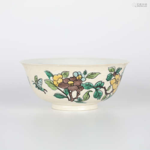 17th,Plain three-color flower pattern bowl