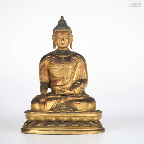 17th，Gilt bronze Buddha statue