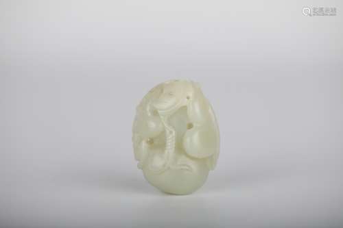 18th,Hetian white jade pendant