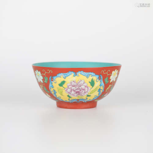 18TH Carmine ground pastel floral bowl