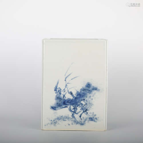 19th,Wangbu blue and white pen holder
