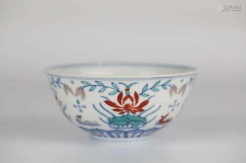 Chinese ancient bucket color flower bowl