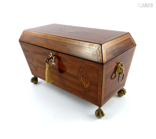 A Regency mahogany tea caddy, circa 1820