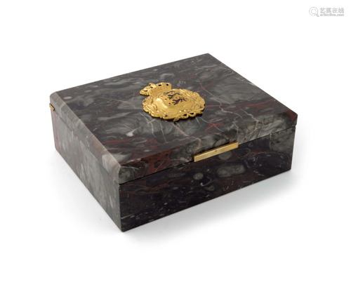 A gilt metal and marble table box, Henry