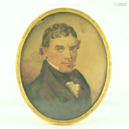 A mid 19th Century oval portrait miniatu