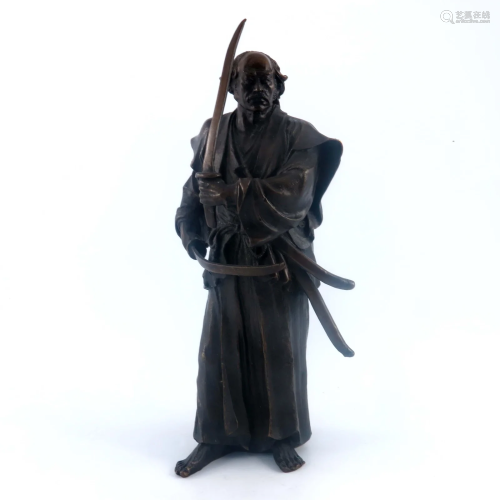 A Japanese bronze study of a Samurai, 20