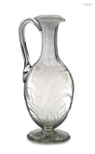 A Stourbridge cut and etched glass jug,