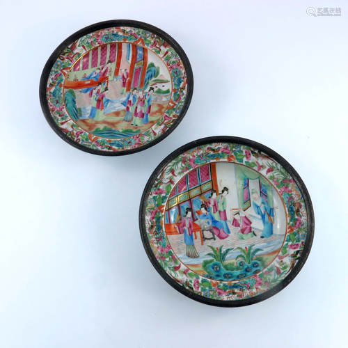 A pair of 19th Century Cantonese enamel