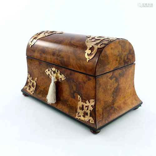 A Victorian burr walnut tea caddy, circa