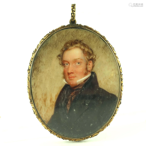 A mid 19th Century oval portrait miniatu