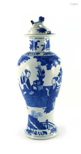 A Chinese blue and white vase and cover,