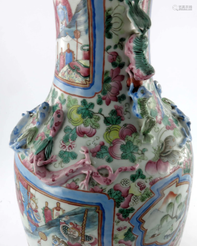 A large Chinese famille rose floor vase,