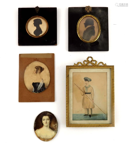 Five assorted 19th Century portrait mini