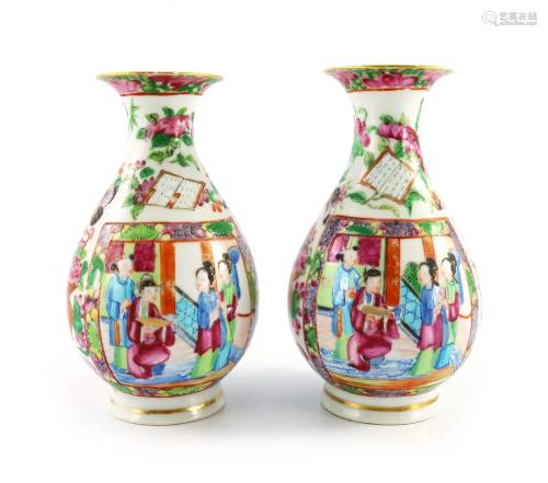 A pair of Chinese famille rose vases, 18