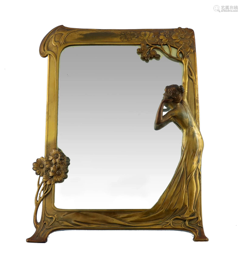 WMF, a Jugendstil gilt table mirror, rel