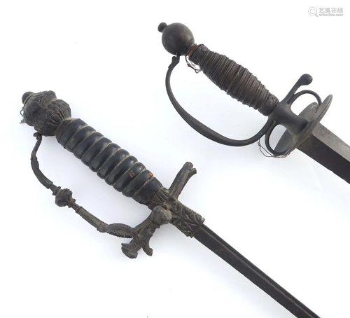 An 18th/19th century rapier, wire grip h