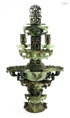 A monumental Chinese jade sectional koro