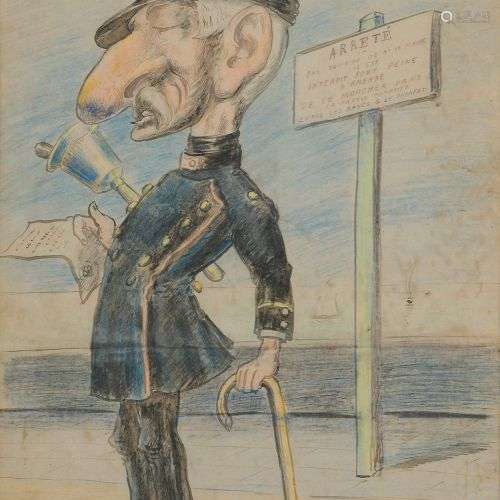 Georges MÉLIÈS (Paris, 1861-1938).Le gendarme.Caricature à l...