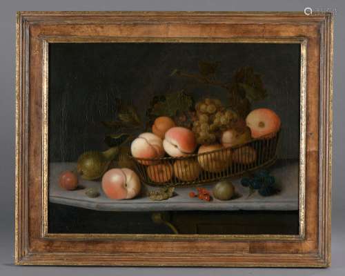 Attribué à Tobias STRANOVER (1684 - 1756).Corbeille de fruit...