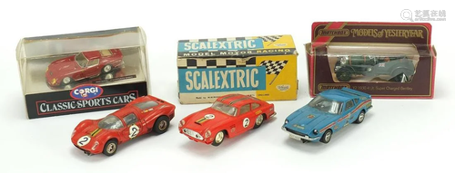 Diecast cars including Scalextric racing cars