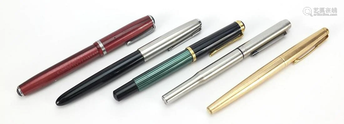 Five Vintage fountain pens including Parker and a West