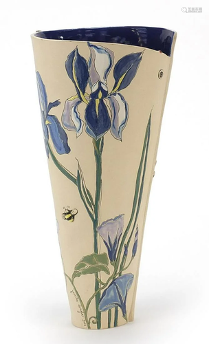 Janita Douglas studio pottery vase with dragonflies and